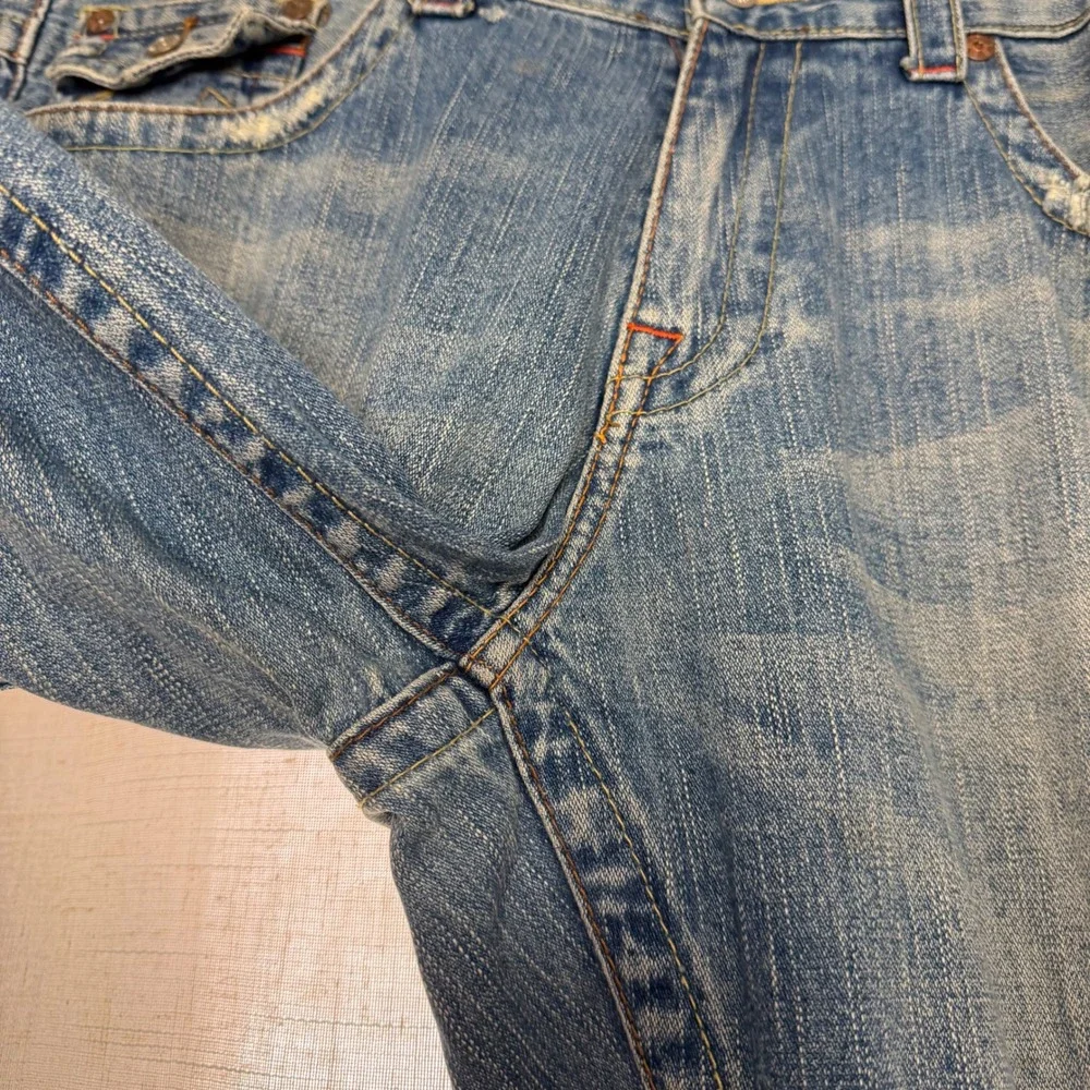Y2K Vintage True Religion Joey Samurai Graphic Jeans Blue Distressed  Mens 40x30